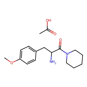 Acetic acid;2-amino-3-(4-methoxyphenyl)-1-piperidin-1-ylpropan-1-one structure