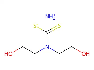 Carbamodithioic acid, N,N-bis(2-hydroxyethyl)-, ammonium salt (1:1) structure