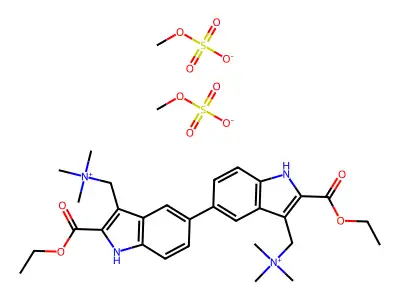 3,3'-Bis(dimethylaminoethyl)-2,2'-bis(ethoxycarbonyl)-5,5'-biindole methosulfate structure