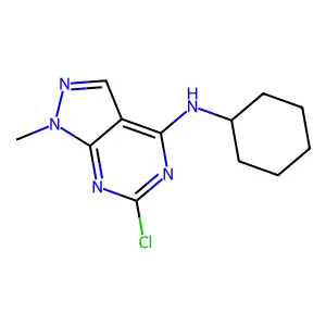 6-chloro-N-cyclohexyl-1-methyl-1H-pyrazolo[3,4-d]pyrimidin-4-amine structure