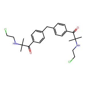 1,1'-[Methylenedi(4,1-phenylene)]bis{2-[(2-chloroethyl)amino]-2-methylpropan-1-one} structure