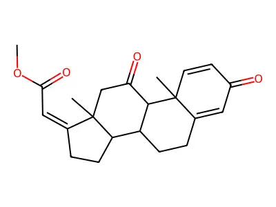 methyl (2E)-2-(10,13-dimethyl-3,11-dioxo-6,7,8,9,12,14,15,16-octahydrocyclopenta[a]phenanthren-17-ylidene)acetate structure