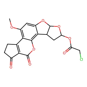 (6as,8s,9as)-4-methoxy-1,11-dioxo-1,2,3,6a,8,9,9a,11-octahydrocyclopenta[c]furo[3',2':4,5]furo[2,3-h]chromen-8-yl chloroacetate structure