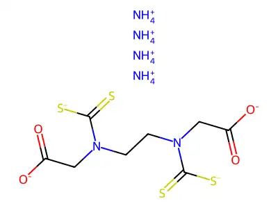 Carbamic acid, ethylenebis((carboxymethyl)dithio-, tetraammonium salt, dihydrate structure