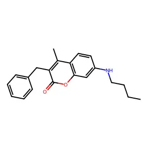3-Benzyl-7-butylamino-4-methyl-chromen-2-one structure