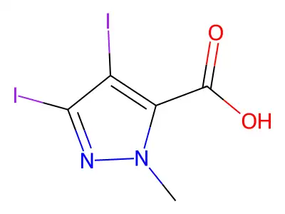 3,4-Diiodo-1-methyl-1H-pyrazole-5-carboxylic acid structure