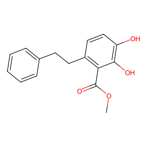 Benzoic acid, 2,3-dihydroxy-6-(2-phenylethyl)-, methyl ester structure