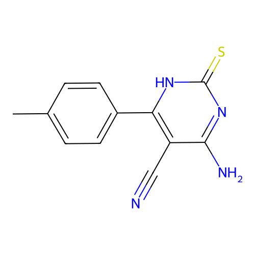 Pyrimidine-5-carbonitrile, 4-amino-2-mercapto-6-p-tolyl- structure