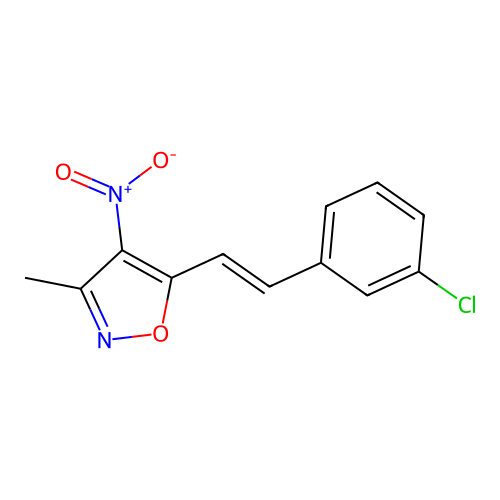 5-[(E)-2-(3-chlorophenyl)ethenyl]-3-methyl-4-nitro-1,2-oxazole structure