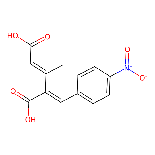 (2E,4E)-3-methyl-4-(4-nitrobenzylidene)pent-2-enedioic acid structure
