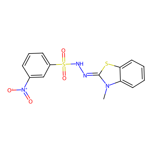 N-[(3-methyl-1,3-benzothiazol-2-ylidene)amino]-3-nitrobenzenesulfonamide structure