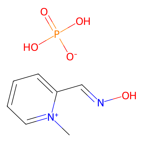 dihydrogen phosphate;N-[(1-methylpyridin-1-ium-2-yl)methylidene]hydroxylamine structure