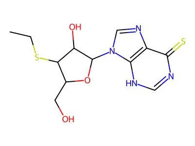 9-[4-ethylsulfanyl-3-hydroxy-5-(hydroxymethyl)oxolan-2-yl]-3H-purine-6-thione structure