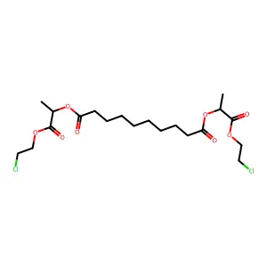 Bis[1-(2-chloroethoxy)-1-oxopropan-2-yl] decanedioate structure