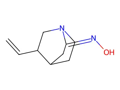N-(5-ethenyl-1-azabicyclo[2.2.2]octan-2-ylidene)hydroxylamine structure