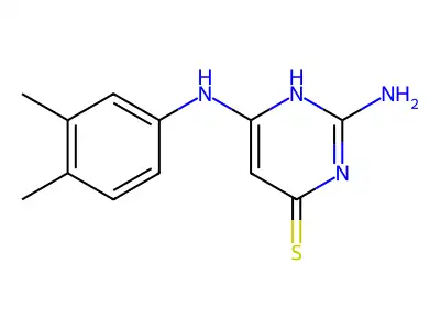 2-amino-6-(3,4-dimethylanilino)-1H-pyrimidine-4-thione structure