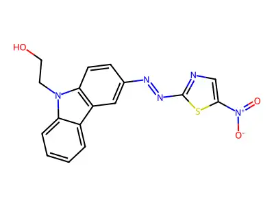 2-[7-[(5-nitro-1,3-thiazol-2-yl)diazenyl]-8H-carbazol-1-yl]ethanol structure