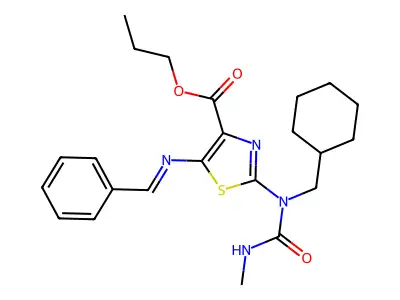 propyl 5-[(E)-benzylideneamino]-2-[cyclohexylmethyl(methylca structure