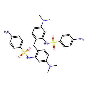 4-amino-N-[2-[[2-[(4-aminophenyl)sulfonylamino]-4-(dimethylamino)phenyl]methyl]-5-(dimethylamino)phenyl]benzenesulfonamide structure
