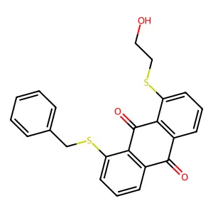 1-Benzylsulfanyl-8-(2-hydroxyethylsulfanyl)anthracene-9,10-dione structure
