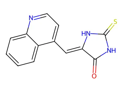 (5Z)-5-(quinolin-4-ylmethylidene)-2-sulfanylideneimidazolidi structure