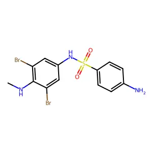 4-amino-N-[3,5-dibromo-4-(methylamino)phenyl]benzenesulfonamide structure