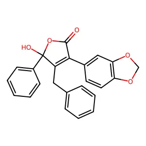 3-(1,3-Benzodioxol-5-yl)-4-benzyl-5-hydroxy-5-phenylfuran-2-one structure