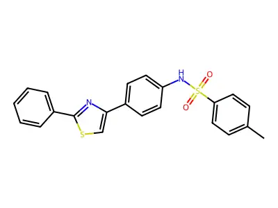 4-methyl-N-[4-(2-phenyl-1,3-thiazol-4-yl)phenyl]benzenesulfonamide structure