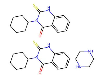 2,3-Dihydro-3-cyclohexyl-2-thioxo-4(1H)-quinazolinone compd. with piperazine (2:1) structure