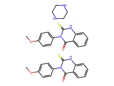 2,3-Dihydro-3-(4-methoxyphenyl)-2-thioxo-4(1H)-quinazolinone compd. with piperazine (2:1) structure
