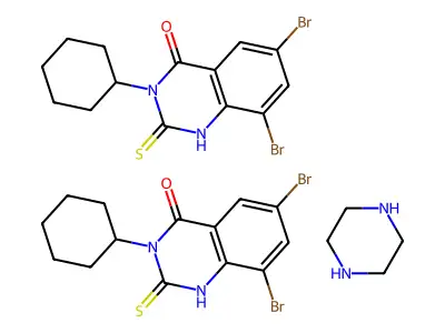 4(1H)-Quinazolinone, 2,3-dihydro-3-cyclohexyl-6,8-dibromo-2-thioxo-, compd. with piperazine(2:1) structure