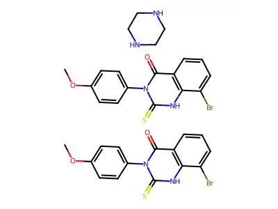 4(1H)-Quinazolinone, 2,3-dihydro-8-bromo-3-(4-methoxyphenyl)-2-thioxo-, compd. with piperazine(2:1) structure