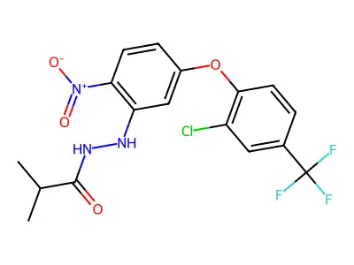 Propanoic acid, 2-methyl-, 2-(5-(2-chloro-4-(trifluoromethyl)phenoxy)-2-nitrophenyl)hydrazide structure