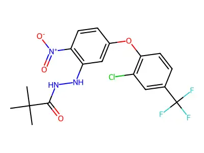Propanoic acid, 2,2-dimethyl-, 2-(5-(2-chloro-4-(trifluoromethyl)phenoxy)-2-nitrophenyl)hydrazide structure
