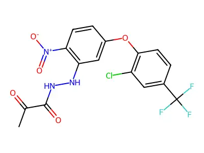 Propanoic acid, 2-oxo-, 2-(5-(2-chloro-4-(trifluoromethyl)phenoxy)-2-nitrophenyl)hydrazide structure