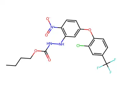 Hydrazinecarboxylic acid, 2-(5-(2-chloro-4-(trifluoromethyl)phenoxy)-2-nitrophenyl)-, butyl ester structure