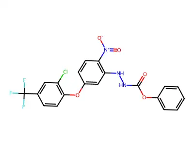 Hydrazinecarboxylic acid, 2-(5-(2-chloro-4-(trifluoromethyl)phenoxy)-2-nitrophenyl)-, phenyl ester structure