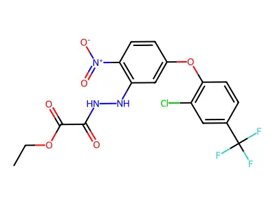 Ethanedioic acid, monoethyl ester, 2-(5-(2-chloro-4-(trifluoromethyl)phenoxy)-2-nitrophenyl)hydrazide structure