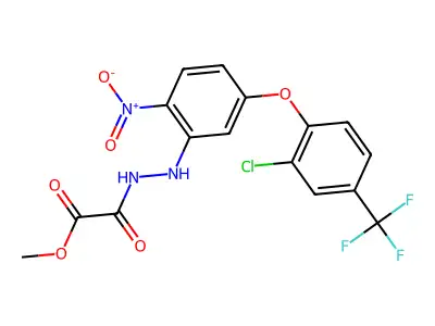 Ethanedioic acid, monomethyl ester, 2-(5-(2-chloro-4-(trifluoromethyl)phenoxy)-2-nitrophenyl)hydrazide structure