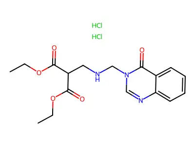 Propanedioic acid, ((((4-oxo-3(4H)-quinazolinyl)methyl)amino)methyl)-, diethyl ester, dihydrochloride structure