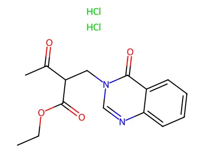 Ethyl 3-oxo-2-((4-oxo-3(4H)-quinazolinyl)methyl)butanoate dihydrochloride structure