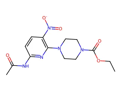1-(6-Acetylamino-3-nitro-2-pyridyl)-4-ethoxycarbonylpiperazine structure