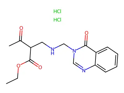Butanoic acid, 3-oxo-2-((((4-oxo-3(4H)-quinazolinyl)methyl)amino)methyl)-, ethyl ester, dihydrochloride structure