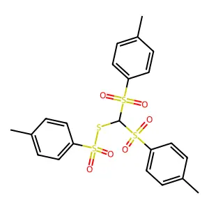 S-(Bis((4-methylphenyl)sulfonyl)methyl) 4-methylbenzenesulfonothioate structure