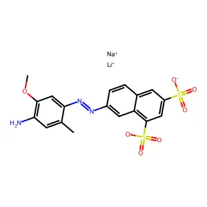 7-((4-Amino-5-methoxy-o-tolyl)azo)naphthalene-1,3-disulphonic acid, lithium sodium salt structure