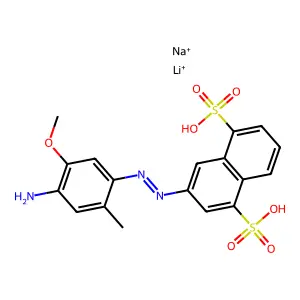 Lithium sodium 3-((4-amino-5-methoxy-2-methylphenyl)azo)-1,5-naphthalenedisulfonate structure