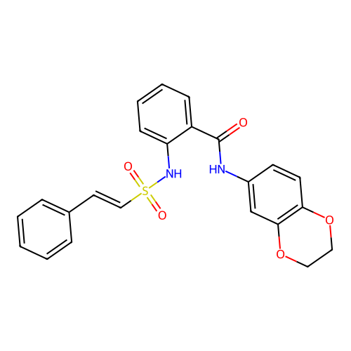 N-(2,3-dihydro-1,4-benzodioxin-6-yl)-2-(2-phenylethenesulfonamido)benzamide structure