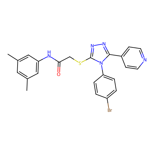 2-[[4-(4-bromophenyl)-5-pyridin-4-yl-1,2,4-triazol-3-yl]sulfanyl]-N-(3,5-dimethylphenyl)acetamide structure