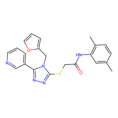 N-(2,5-dimethylphenyl)-2-{[4-(furan-2-ylmethyl)-5-(pyridin-3-yl)-4H-1,2,4-triazol-3-yl]sulfanyl}acetamide structure
