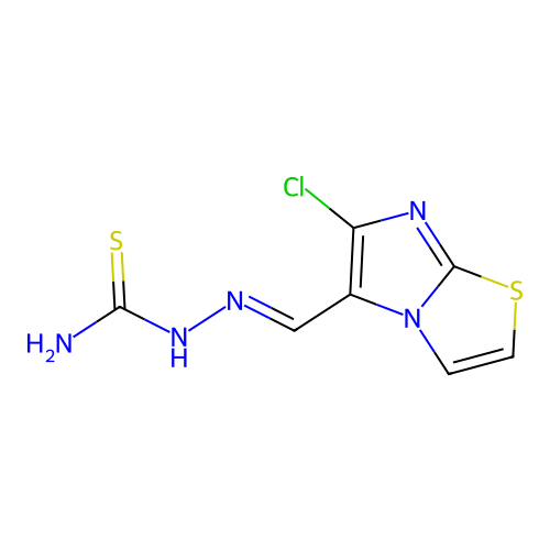 [(E)-(6-chloroimidazo[2,1-b][1,3]thiazol-5-yl)methylideneamino]thiourea structure